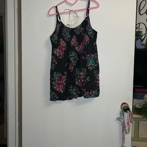 Floral Black Tank Top